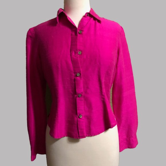 The Limited Tops - Fuchsia 100% silk blouse from the Limited